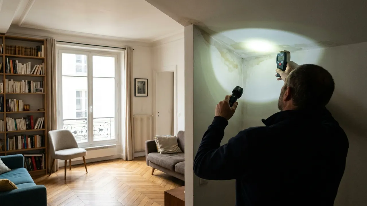 Plombier localisant l'origine d'un dégât des eaux au plafond d'un logement de L'Haÿ-les-Roses